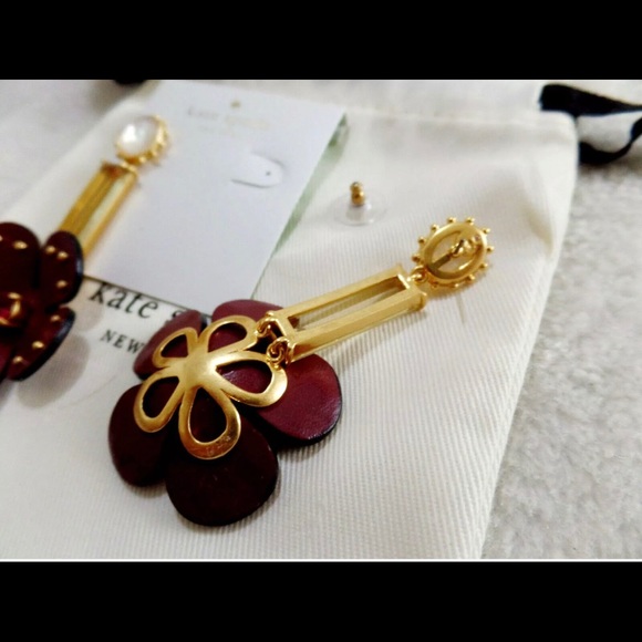 KATE SPADE Leather Linear Statement Earrings - Picture 3 of 4